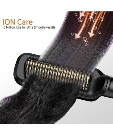 Hair Straightener Brush - Ceramic Coated Fast Heating 20s 6 Temp Settings 210-400F Dual Voltage Travel Comb - Buy Online on GoSupps.com