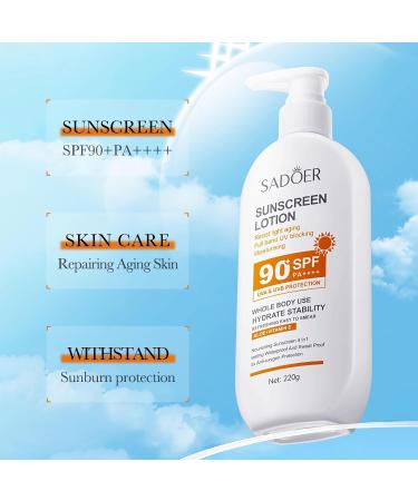Premium SPF90+ Anti-Aging Whole Body Sunscreen - UV Resistant Mild & Refreshing - 220g - Buy Online on GoSupps.com