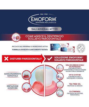  Emoform Emoform Periodontal Relief Toothpaste 75ml - with zinc salts and vitamin B5 - Protects against periodontal disorders by reducing bleeding in more than 90% of cases - Buy Online on GoSupps.com