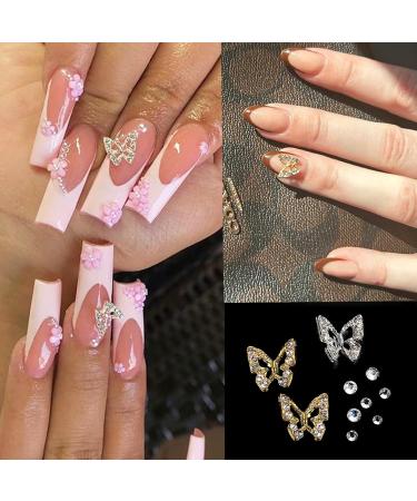 FEIlei Butterfly Nail Charms Metal Nail Studs 3D Nail Rhinestones Nail Art Decorations - Buy Online on GoSupps.com