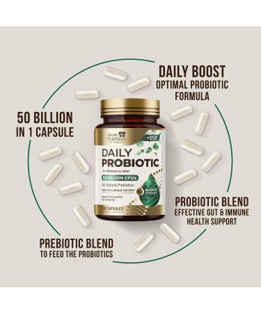 Probiotics 50 Billion CFU + 10 Strains - Max Absorption Daily Probiotic for Women & Men Lactobacillus Blend for Immune Support Prebiotics for Digestive & Gut Support Bottle In USA - 120 Capsules 120 Count (Pack of 1) - Buy Online on GoSupps.com