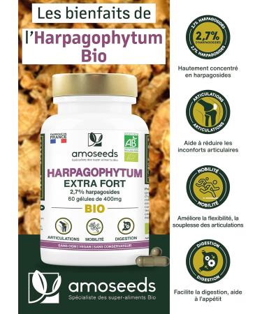 Harpagophytum ORGANIC Extra Strong | 3000mg per day 2.7% Harpagosides | Joints Tendons Mobility | Devil's Claws | 60 Vegan Capsules | Top Quality - Buy Online on GoSupps.com