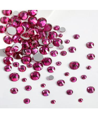 Beadsland Rhinestones for Makeup 8 Sizes 2500pcs Glass Flatback Rhinestones Eye Gems for Nails Crafts with Tweezers and Wax Pencil Fuchsia SS4-SS30 - Buy Online on GoSupps.com