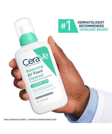 CeraVe Balancing Air Foam Face Wash Foaming Facial Cleanser For Combination Skin 8HR Oil Control + 24HR Hydration Fragrance-Free & Non-Comedogenic With Glycolysine & 3 Essential Ceramides 8oz 8 Ounce (Pack of 1) - Buy Online on GoSupps.com