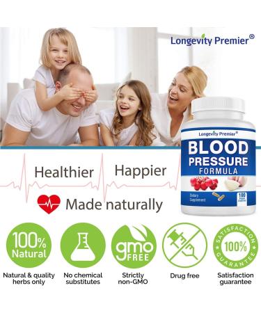 Longevity Blood Pressure Formula - 100 Capsules with 12+ Natural Herbs | Best Supplement for Blood Pressure - 100 Count - Buy Online on GoSupps.com