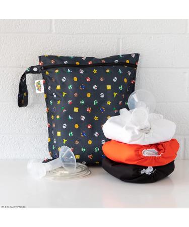 Bumkins Waterproof Wet Bag 12x14 - Reusable for Travel, Beach, Pool, Stroller - Ideal for Diapers, Gym Clothes, Swimsuits - Nintendo Super Mario Lineup - Buy Online on GoSupps.com
