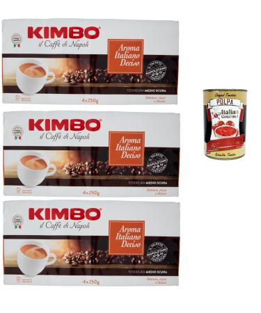 Kimbo Aroma Italiano Deciso Caff Macinato Italian Caf moulu convient pour cafeti re Moka Lot de 12x 250 gr + Italian Gourmet polpa 400g