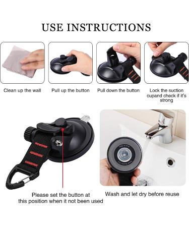 CONBOLA Heavy Duty Suction Cups 4 Pieces with Hooks - Camping Tarp Accessory with Securing Hook for Awning, Boat, and Camping - Classic Red Line Black - Pack of 4 - Buy Online on GoSupps.com
