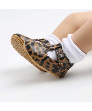 Baby Girl's First Walking Shoes | Mary Jane PU Leather Anti-Slip Princess Shoes | Infant Baby Shoes 6-12 Months | D Leopard - Buy Online on GoSupps.com