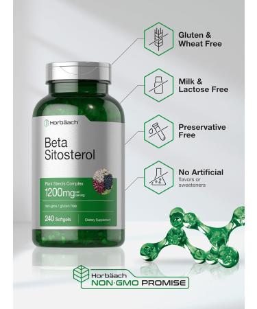 Horb ach Beta Sitosterol 1200mg | 240 Softgel Capsules | Mega Strength | Plant Sterols Complex | Non-GMO Gluten Free Supplement - Buy Online on GoSupps.com