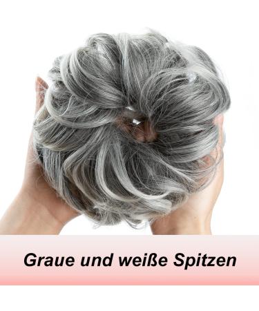 JJStar Large Bun Hair Part with Rubber Band | Gray & White Tips Hair Updo Extensions for Women & Girls - Buy Online on GoSupps.com