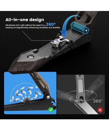 Nail Clippers with Catcher - Heavy Duty Stainless Steel Nail Cutter for Men, Women, Seniors - Professional Self-Collecting Toenail Clippers in Black - Buy Online on GoSupps.com