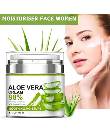 Aloe Vera Cream 98% Aloe Vera Face Cream Face & Body Moisturizing Cream with Organic Aloe Vera Gel Aloe Vera Face Moisturizer Nourishing Smoothing Moisturizing Lotion for Face & Body - Buy Online on GoSupps.com