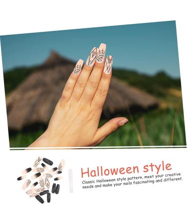 Didiseaon 1 Set Halloween fake nails spider web stick on nail coffin manicure nails halloween nails 4th of july press on nails halloween nail art false nails patch abs nail stickers woman - Buy Online on GoSupps.com