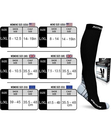 Physix Gear Sport Compression Socks 3-Pack for Men & Women - L-XL Size, Black/Grey, Nude Beige, Black/White - Buy Online on GoSupps.com
