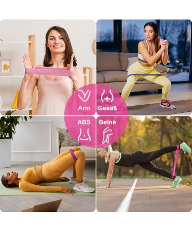 Potok 5 Set Fitness Straps - Resistance Tapes in 5 Strengths | Natural Latex Gym Bands for Muscle Building Pilates & Yoga - Includes Carrying Bags - Buy Online on GoSupps.com