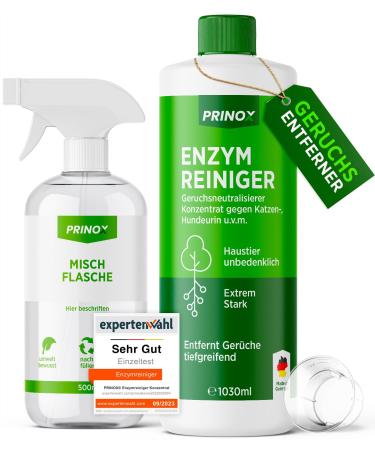 Prinox 1030ml enzyme cleaner concentrate including mixed bottle I strong odor remover i results in up to 40l odor neutralizers i eliminates dogurine cat urine smell deeply and much more.I made in de 1.03 l (1 Pack) - Buy Online on GoSupps.com