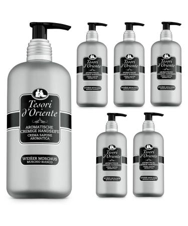 Tesori d'Oriente TESORI D'ORIENTE White Musk Cream Soap 6 x 300 ml Aromatic Liquid Hand Soap Wellness Rituals for Body and Senses