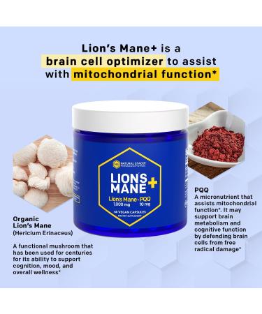 Organic Lions Mane Supplement with PQQ for Memory & Learning - 60 Vegan Capsules - Buy Online on GoSupps.com
