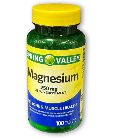 Magnesium 250 mg- Bone Muscle Health Tablets 100 Ct (Pack of 1) - Buy Online on GoSupps.com