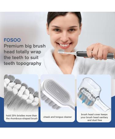 FOSOO Sonic Electric Toothbrush for Adults - 48000 VPM High Power, Rechargeable with 4 Dupont Brush Heads, 3 Hr Fast Charge, Zinc Alloy Handle - Black - Buy Online on GoSupps.com