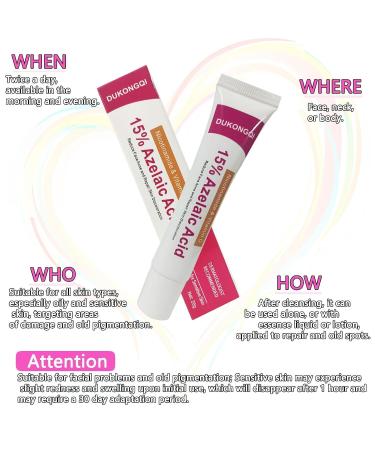 gzchaox Azelaic acid cream Azelaic acid 15 facial care essence face cream suitable for facial skin problems and beauty care relieve skin redness and acne (1pcs) 20g - Buy Online on GoSupps.com