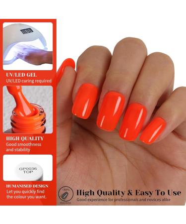 Neon Orange Red Gel Polish 15ml - Bright UV/LED Soak Off Manicure & DIY Nail Art Summer Color GP0084 - Buy Online on GoSupps.com