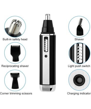 4 in 1 Rechargeable Electric Nose Ear Hair Trimmer for Men & Women - Painless Hair Clipper for Sideburns Eyebrows & Beard Grooming - Buy Online on GoSupps.com
