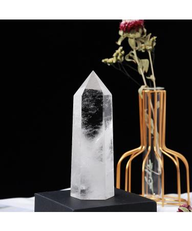 Large Clear Quartz Healing Crystal Wand 4.72 - 5.11 | 6 Faceted Single Point Prism for Meditation & Reiki - Natural Quartz Stones for Chakra Therapy & Home Decor - Runyangshi - Buy Online on GoSupps.com