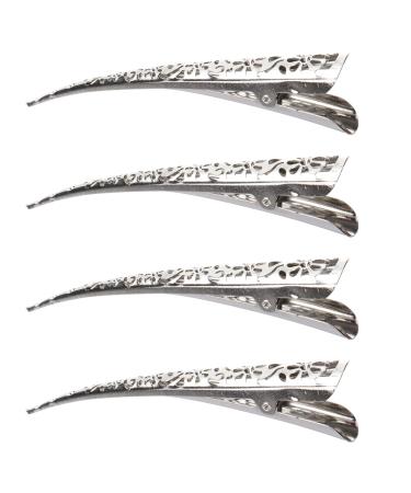 ifundom Duck Billed Hair Clips 4 Packs Hollow Style Hair Clip Rustproof Metal Alligator Curl Clips with Holes for Hair Styling Hair Coloring