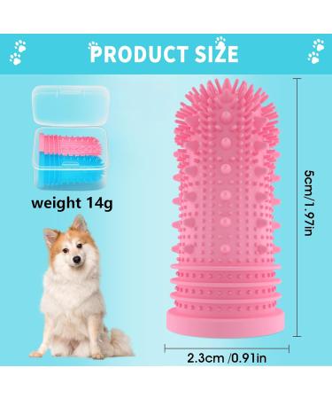 Dog Toothbrush 2 Pack Dog Finger Toothbrush for Dogs Cat Puppy Dental Care&Freshen Breathe Silicone Full Surrounded Bristles Dog Tooth Brush Reusable with Box Easy Dog Teeth Cleaning(Blue+Pink) Blue& Pink - Buy Online on GoSupps.com