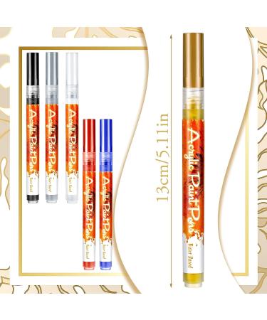 Linyuthia Nail Art Pen Set - 6 Colors Nail Polish Marker for DIY Flower & Abstract Designs - Gold, Silver, Black, White, Blue, Red - Buy Online on GoSupps.com