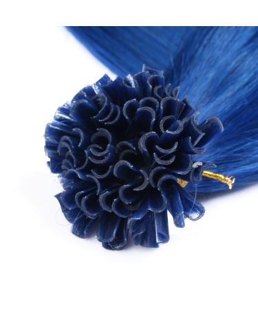 Keratin Bonding Blue Hair Extensions - 40cm 25 Strands 100% Remy Real Hair U-Tip - High Quality by Novon Hair - Buy Online on GoSupps.com