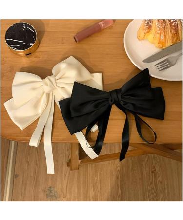 JUNART 2Pcs Big Bow Hair Clips Silky Satin Hair Barrettes for Women Black & White Big Hair Bow Clip Hair Accessories for Girls Teen - Buy Online on GoSupps.com