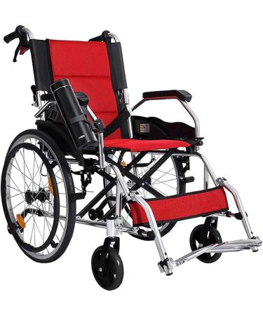 Aluminum Multifunctional Manual Wheelchair Folding Lightweight Wheelchair Portable Elderly Travel Wheelchairs with Handbrakes Padded Wheelchair capacity 200kg/400lb