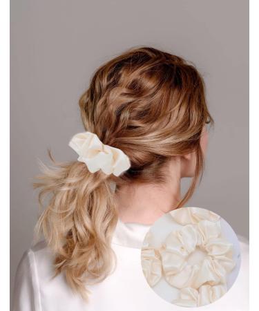 6 Pieces Hair Scrunchies Satin Elastic Soft Hair Ties Scrunchy Hair Bands for Women Girls (Beige) - Buy Online on GoSupps.com