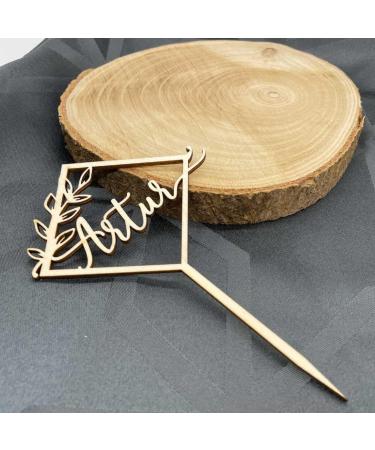 Personalized Wooden Cake Topper - Custom Name Decoration for Birthday Wedding Baptism & Communion (Square) - Buy Online on GoSupps.com