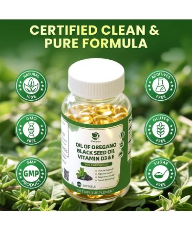 Organic Oregano Oil Capsules with Black Seed Oil Ultra-Concentrated 99% Carvacrol 5-in-1 with Vitamin D3 E Black Pepper Immune Respiratory Digestive & Antioxidant* 180 Softgels Easy to Swallow 180 Count (Pack of 1) - Buy Online on GoSupps.com