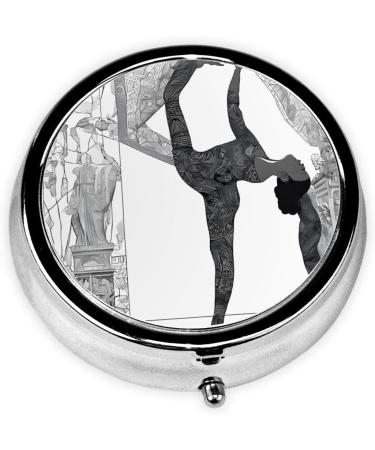 New Love Gymnastics Round Pill Box - 3 Compartment Portable Travel Medicine Organizer | Mini Decorative Pocket Purse for Vitamins & Tablets - Buy Online on GoSupps.com