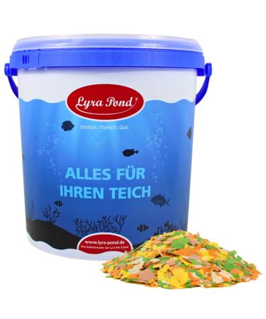 Lyra Pond® 10 L Multi Flakes in Bucket | Pond Fish Flake Food | Easy to Digest Pond Food Made from Corn & Wheat Flour | Very Low Weight