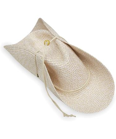Wallaroo Hat Company Women's Sanibel Wide Brim Fedora - UPF 50+ Lightweight Natural Fiber - White/Beige - Buy Online on GoSupps.com