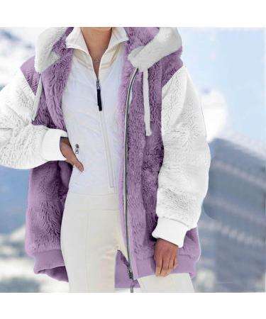 Shop Hanxiulin Oversized Plush Hoodie Coat - Elegant Winter Jacket for Women Lined & Quilted 5XL Purple - Buy Online on GoSupps.com
