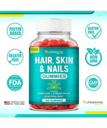 Hair Skin and Nails Gummies with High Potency Biotin 5000mcg | Gluten Free Hair Vitamins for Hair Growth | Tasty Gummies for Women, Men, and Kids - Buy Online on GoSupps.com