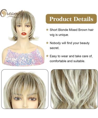 Creamily Pixie Cut Wig: Shaggy Layered Fluffy Brown Mixed Blonde 80s Mullet Rocker Wigs for Women - Buy Online on GoSupps.com