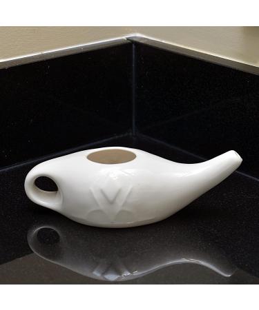 Roe & Moe Ceramic Neti Pot for Nasal Sinus Cleansing Wash Irrigation Relief - Microwave and Dishwasher Safe - Classic - Buy Online on GoSupps.com