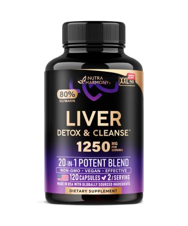 Liver Cleanse Detox & Repair - Milk Thistle | Dandelion | Artichoke | TUDCA | Glutathione & NAC - Effective Liver Health Supplement | 80% Silymarin - Laboratory Tested, Vegan - Made in USA 120 Caps 120 Count