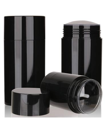 COSIDEA 6pcs Black Round empty 75g / 2.5OZ deodorant containers Bottom Filling large twist up tubes for hair wax chapstick bottle 75g/2.5oz Black