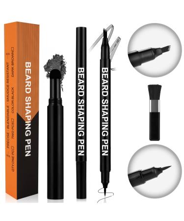 Beard Pencil Filler, TRAALL Barber Styling Pen with Brush, Waterproof Proof, Sweat Proof, Long Lasting Solution, Natural Finish, Effective Enhance Facial Hair(Black)