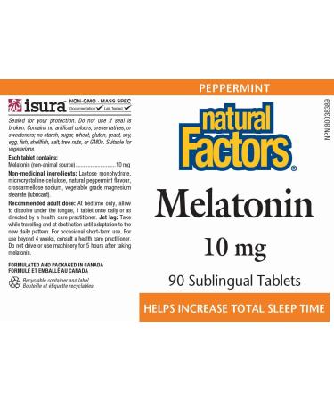 Natural Factors Melatonin 10 mg Peppermint 90 Tablets 90 count (Pack of 1) 10 mg - Buy Online on GoSupps.com