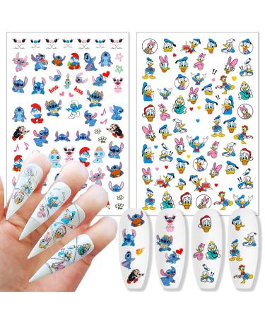 Cute Cartoon Nail Art Stickers - 6 Sheets, 3D Self-Adhesive Design, for Women, Girls, Kids - Nail Decals for Acrylic Nails Decoration & DIY Manicure Tips - Buy Online on GoSupps.com